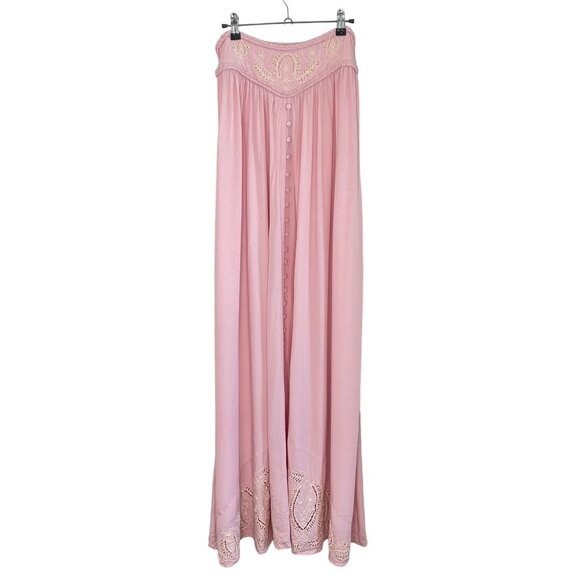 Fillyboo Pink Boho-Style Embroidered Maxi Skirt, 2 Tall - Picture 2 of 11